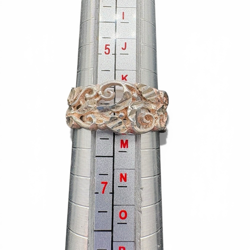 Sterling Filigree‎ Cutwork Silver Ring Size 6 Diamond Cut Pattern 925 Sterling
